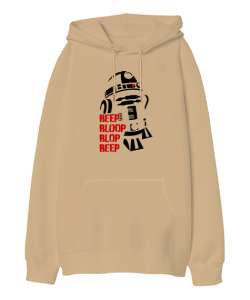 Star Wars R2-D2 Droit Camel Oversize Unisex Kapüşonlu Sweatshirt