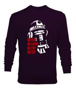 Star Wars R2-D2 Droit Koyu Mor Erkek Sweatshirt