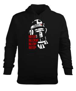 Star Wars R2-D2 Droit Siyah Erkek Kapüşonlu Hoodie Sweatshirt