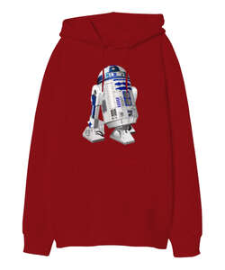 Star Wars R2 D2 Kırmızı Oversize Unisex Kapüşonlu Sweatshirt