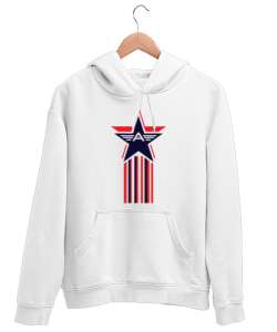 Star - Yıldız ve A Harfi Beyaz Unisex Kapşonlu Sweatshirt