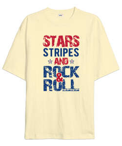 Stars And Rock Krem Oversize Unisex Tişört