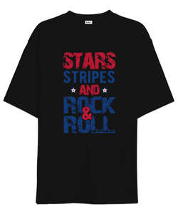 Stars And Rock Siyah Oversize Unisex Tişört