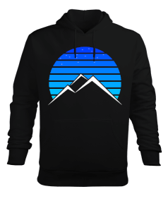 Stars illuminating the snow-capped mountain Erkek Kapüşonlu Hoodie Sweatshirt