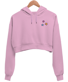 Stars Kadın Crop Hoodie Kapüşonlu Sweatshirt