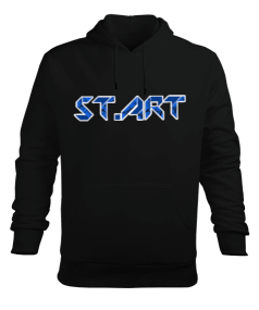 St.art Tasarım Black Erkek Kapüşonlu Hoodie Sweatshirt