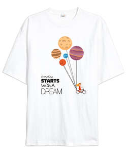 Starts Dream Beyaz Oversize Unisex Tişört