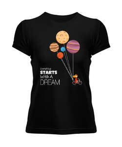 Starts Dream Siyah Kadın Tişört