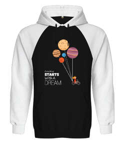 Starts Dream Siyah/Beyaz Orjinal Reglan Hoodie Unisex Sweatshirt