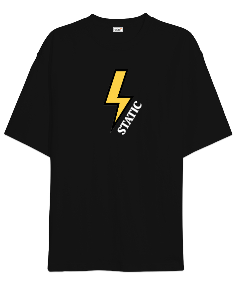 Static electric statik Siyah Oversize Unisex Tişört