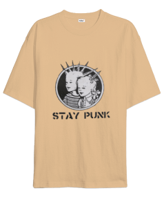 Stay Punk Rock Tasarım Baskılı Oversize Unisex Tişört