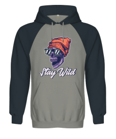 Stay Wild Kuru Kafa Tasarımlı Orjinal Reglan Hoodie Unisex Sweatshirt