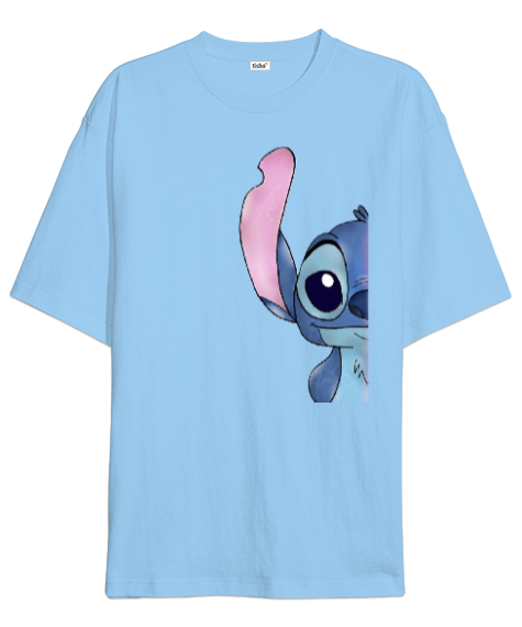 Tisho - Stitch Disney Buz Mavisi Oversize Unisex Tişört