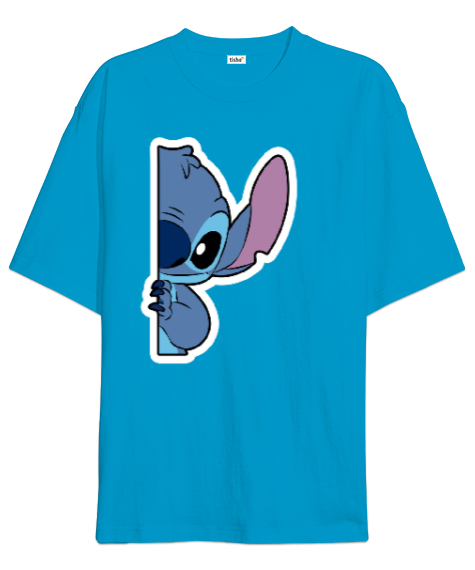 Tisho - Stitch Disney Turkuaz Oversize Unisex Tişört