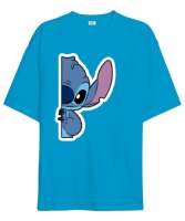 Stitch Disney Turkuaz Oversize Unisex Tişört - Thumbnail