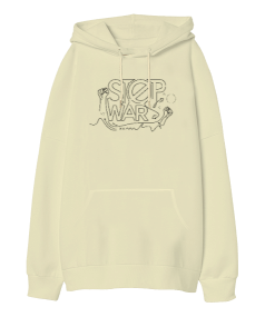 Stop Wars Oversize Unisex Kapüşonlu Sweatshirt