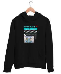 Stopwars Siyah Unisex Kapşonlu Sweatshirt