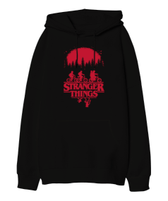 Stranger Things hellfire club Siyah Oversize Unisex Kapüşonlu Sweatshirt