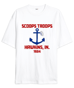 Stranger Things Scoops Troops Oversize Unisex Tişört