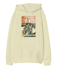 Stranger Things Tasarım Baskılı Oversize Unisex Kapüşonlu Sweatshirt