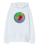 strawberry Beyaz Oversize Unisex Kapüşonlu Sweatshirt