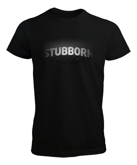 Tisho - Stubborn - İnatçı Yazı Efekt - Effect Siyah Erkek Tişört