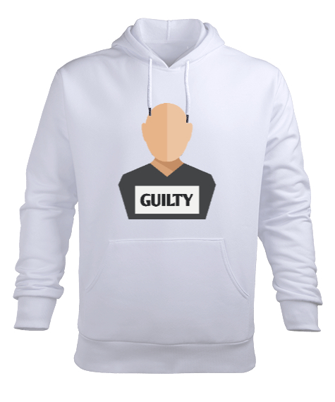 Suçlu Adam Hapishane Guilty Beyaz Erkek Kapüşonlu Hoodie Sweatshirt