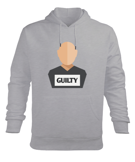 Suçlu Adam Hapishane Guilty Gri Erkek Kapüşonlu Hoodie Sweatshirt