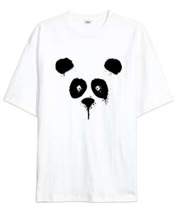 Suluboya Panda Beyaz Oversize Unisex Tişört