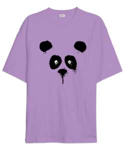 Suluboya Panda Lila Oversize Unisex Tişört