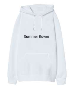 Summer flower Beyaz Oversize Unisex Kapüşonlu Sweatshirt