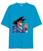 Summer Goku Turkuaz Oversize Unisex Tişört - Thumbnail