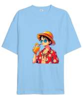 Summer Luffy Buz Mavisi Oversize Unisex Tişört - Thumbnail