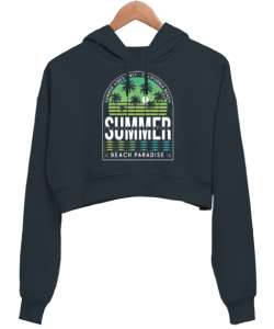  Summer Tropical Vibes Only California Füme Kadın Crop Hoodie Kapüşonlu Sweatshirt