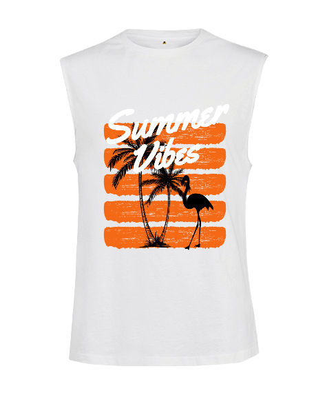 Tisho - Summer Vibes Tasarım Baskılı Kesik Kol Unisex Tişört