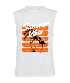 Summer Vibes Tasarım Baskılı Kesik Kol Unisex Tişört