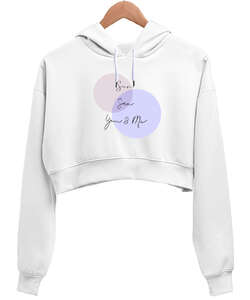 Sun Sea Beyaz Kadın Crop Hoodie Kapüşonlu Sweatshirt