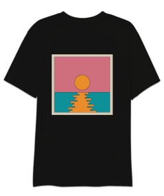 sunset arkası baskılı oversize tshirt Oversize Unisex Tişört