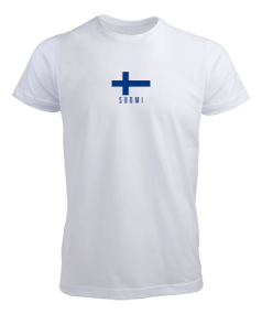 Suomi Finlandiya Bayrak Unisex Beyaz Erkek Tişört