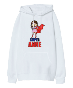 Süper Anne Oversize Unisex Kapüşonlu Sweatshirt