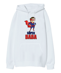 Süper Baba Oversize Unisex Kapüşonlu Sweatshirt