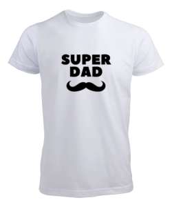 Super Dad Süper Baba Babalar Günü Özel Beyaz Erkek Tişört