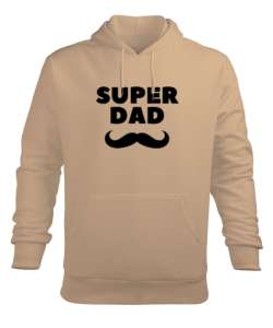 Super Dad Süper Baba Babalar Günü Özel Camel Erkek Kapüşonlu Hoodie Sweatshirt