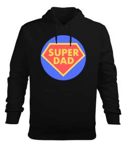 Super Dad Süper Baba Babalar Günü Özel Siyah Erkek Kapüşonlu Hoodie Sweatshirt