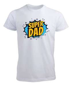 Super Dad - Süper Baba, Babalar Günü Tasarımı Beyaz Erkek Tişört