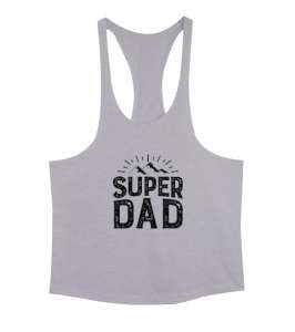 Super Dad - Süper Baba, Kamp Babalar Günü Tasarımı Gri Erkek Tank Top Atlet