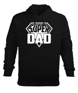 Super Dad - Süper Baba Siyah Erkek Kapüşonlu Hoodie Sweatshirt