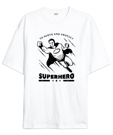 Super Hero - Süper Kahraman Beyaz Oversize Unisex Tişört