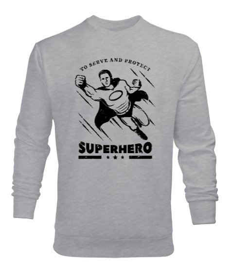 Super Hero - Süper Kahraman Gri Erkek Sweatshirt