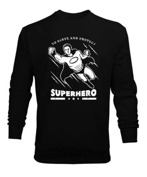 Super Hero - Süper Kahraman Siyah Erkek Sweatshirt